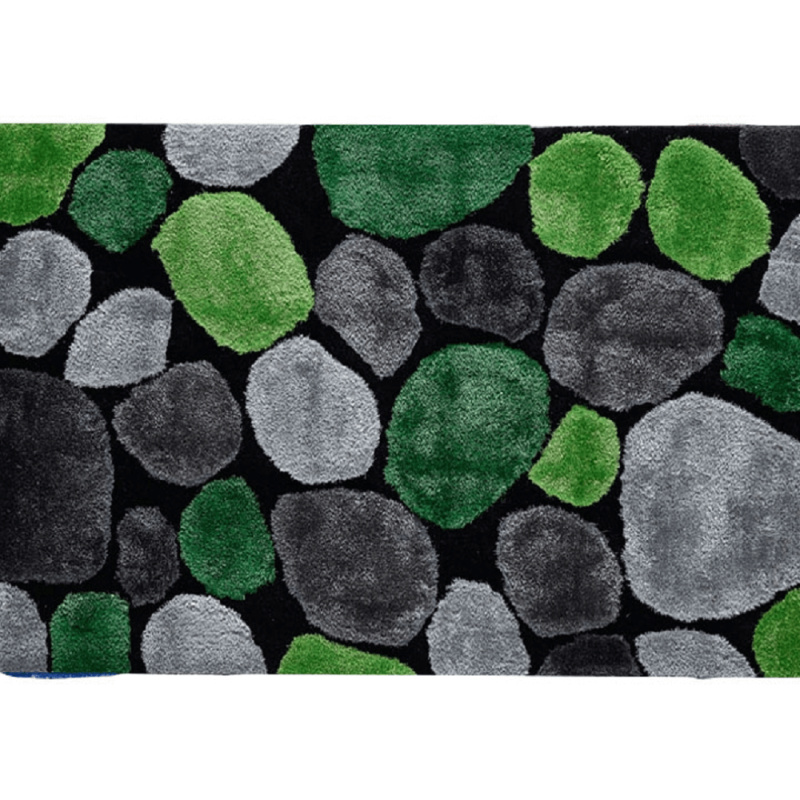 Koberec, zelená/šedá/černá, 170x240, PEBBLE TYP 1 P1, poškozené zboží