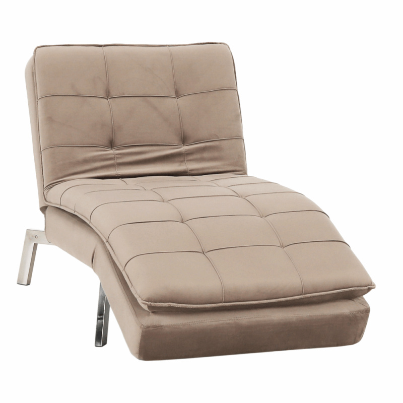 Rozkládací křeslo, šedohnědá Taupe Velvet látka/chrom, REMAN R2, rozbalené zboží