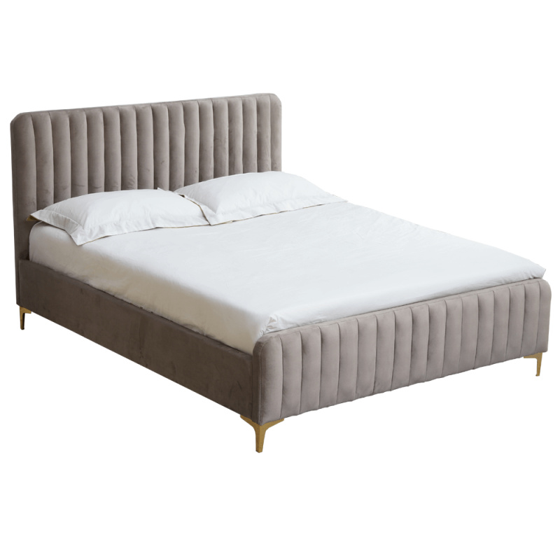 Postel, šedohnědá Taupe/gold chrom zlatý matný, 140x200, KAISA, P3, poškozené zboží