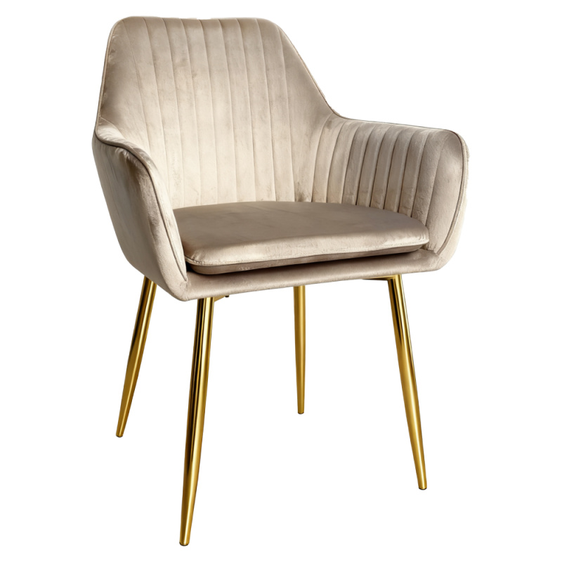 Jídelní křeslo, šedohnědá taupe Velvet látka/gold chrom-zlatý, ADLAR