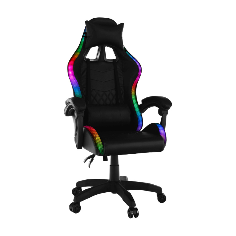 Kancelářské/herní křeslo s RGB LED podsvícením, černá, MAFIRO P4, poškozené zboží