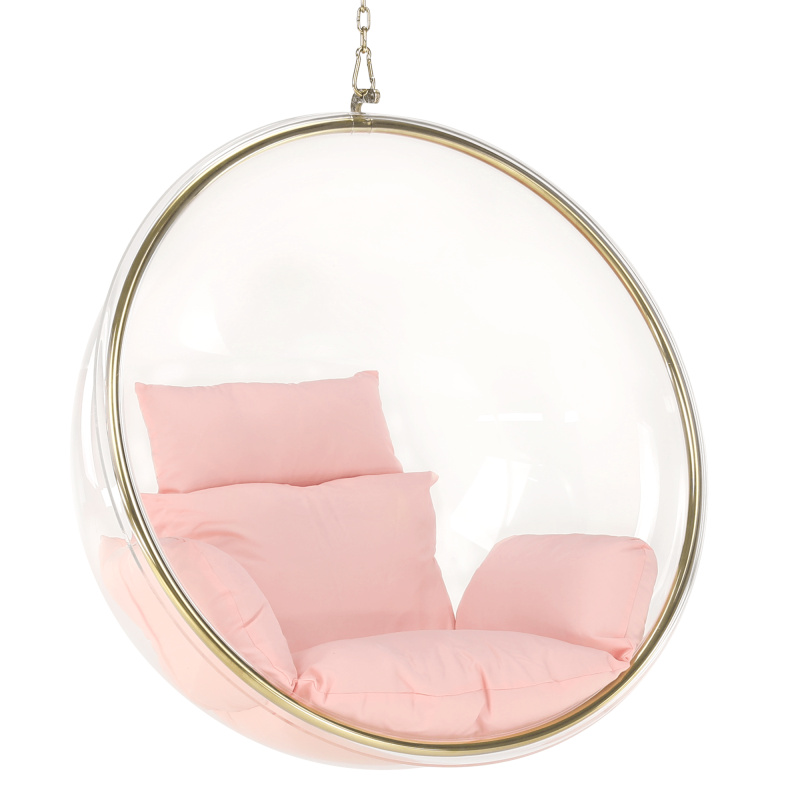 Závěsné křeslo, transparentní/zlatá/růžová, BUBBLE NEW TYP 1 P1, poškozené zboží