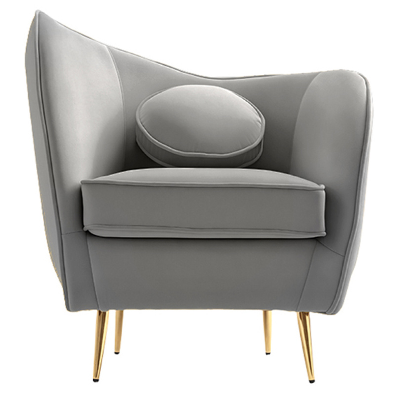 Designové křeslo, šedá Velvet látka/gold chrom zlatá, EZIO