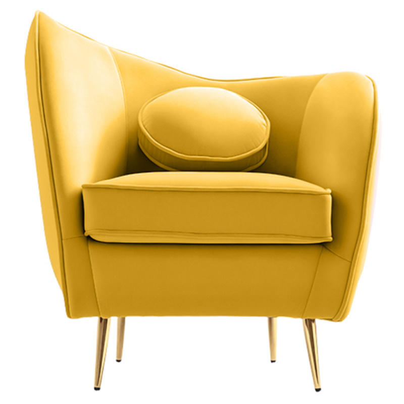 Designové křeslo, žlutá Velvet látka/gold chrom zlatá, EZIO