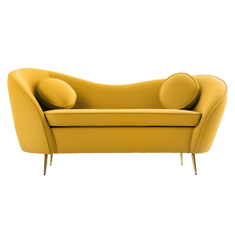 Designový 2-sed, žlutá Velvet látka/gold chrom zlatá, EZIO TYP 2