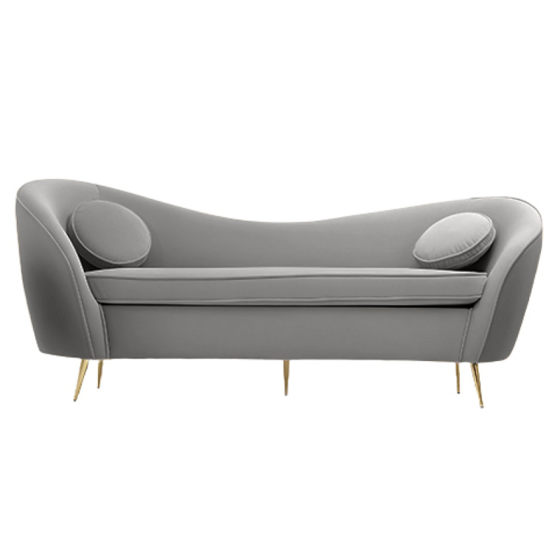 Designový 3-sed, šedá Velvet látka/gold chrom zlatá, EZIO TYP 3