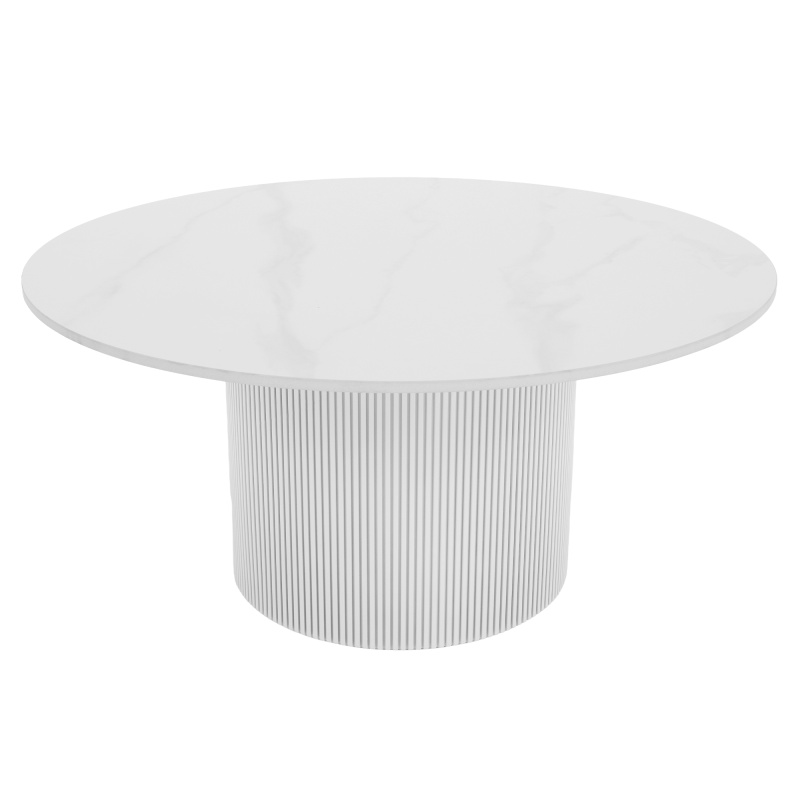 Konferenční stolek, bílý mramor/MDF, průměr 80 cm, MAHIR TYP 1 RP1, rozbalené zboží