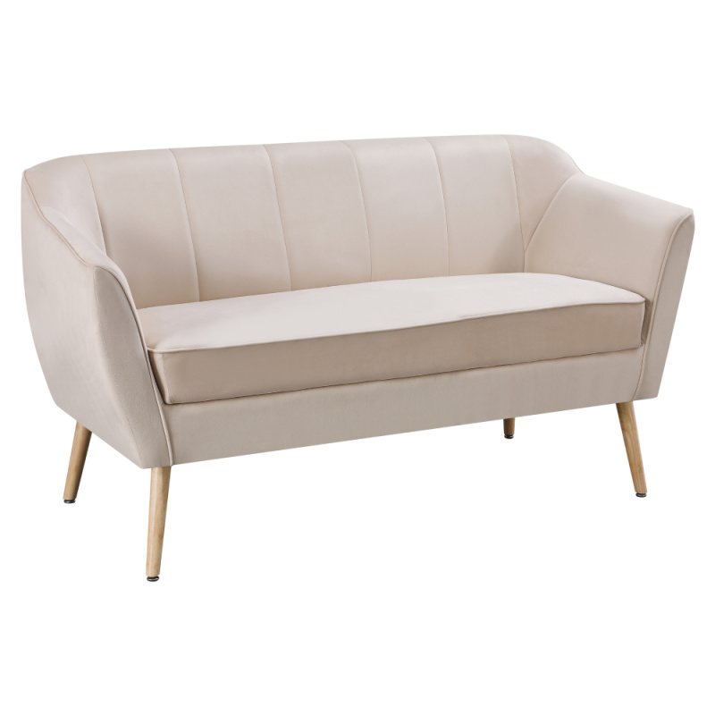 Designový 2-sed, béžová Velvet látka/přírodní, VIODA
