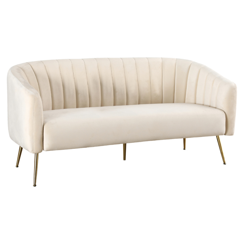 Designový 3-sed, béžová Velvet látka/gold chrom-zlatý, BAGY