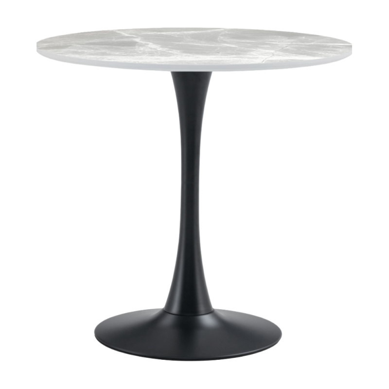 Jídelní stůl, šedý mramor/černá, průměr 90 cm, LORIAN TYP 1