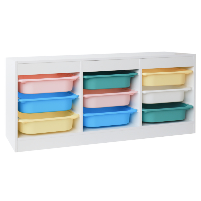 Organizér s úložnými boxy, bílá/mix barev, TRIMAL NEW
