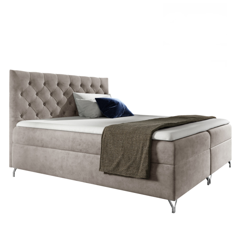 Boxspringová postel, 180x200, šedobéžová Taupe látka Velvet, GULIETTE P1, poškozené zboží