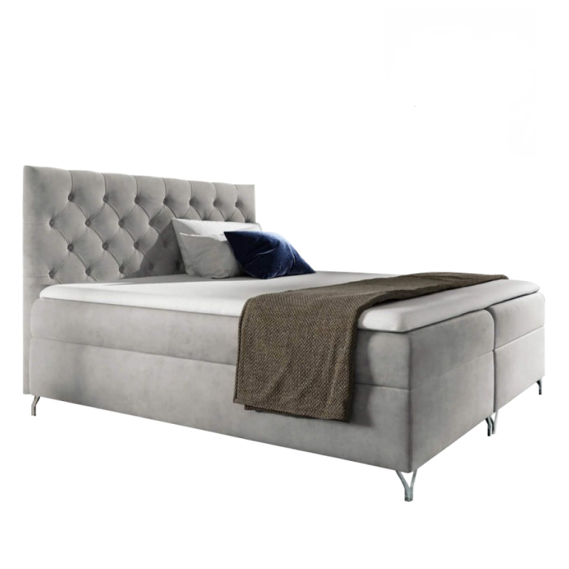 Boxspringová postel, 160x200, světle šedá látka Velvet, GULIETTE P2, poškozené zboží
