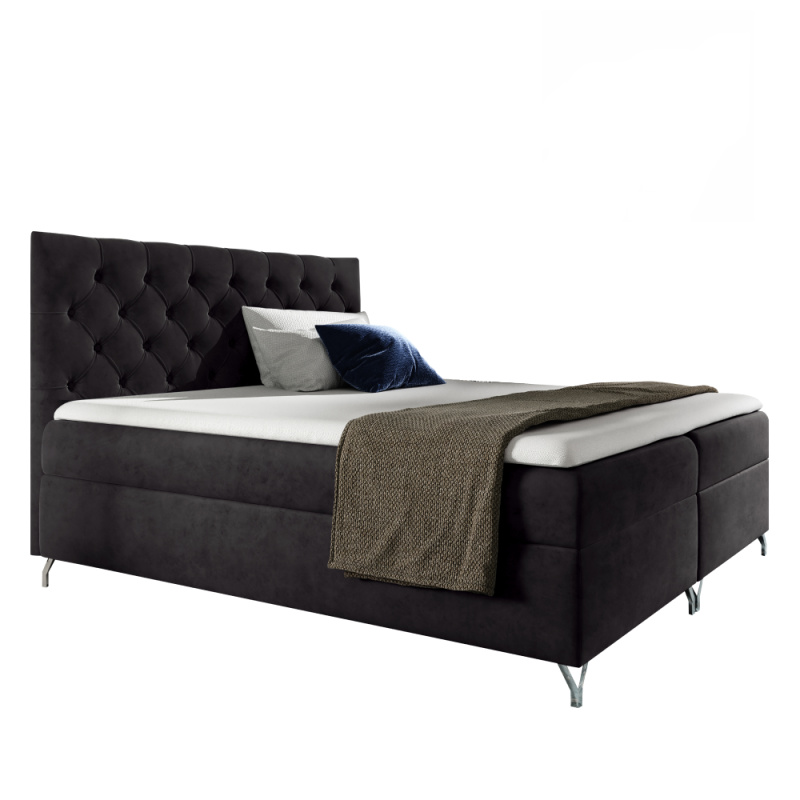 Boxspringová postel, 140x200, černá látka Velvet, GULIETTE P1, poškozené zboží