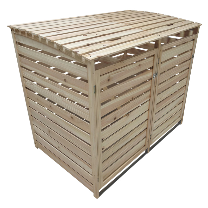 Dřevěný box na dva odpadkové koše, přírodní, BRUDO TYP 1