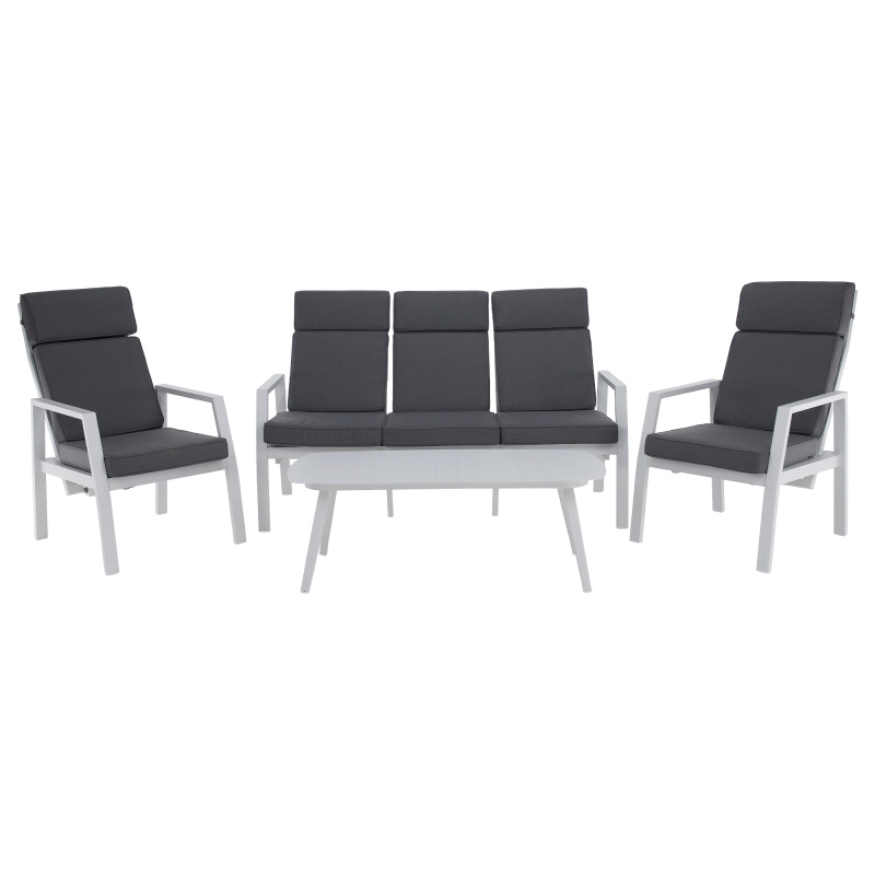 Zahradní polohovací set, šedá/bílá, hliník, EDOIN RP1, rozbalené zboží