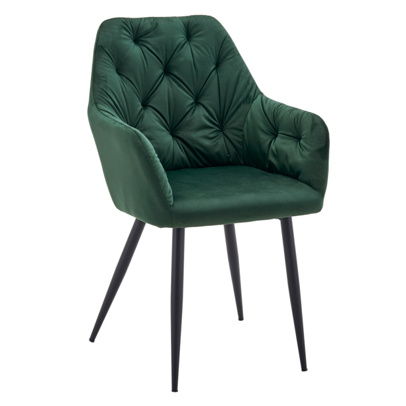 Designové křeslo, tmavě zelená Velvet látka, VERIO NEW