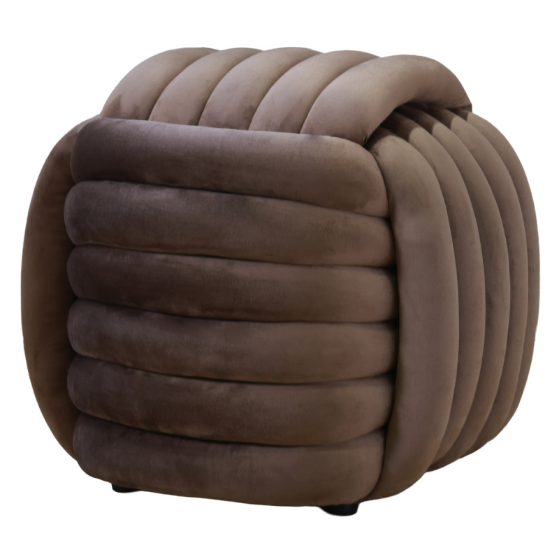 Designový taburet, hnědá Velvet látka, MAGAL