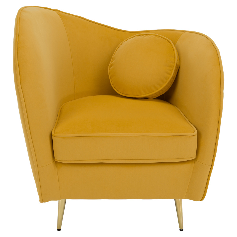 Designové křeslo, žlutá Velvet látka/gold chrom zlatá, EZIO RP1, rozbalené zboží