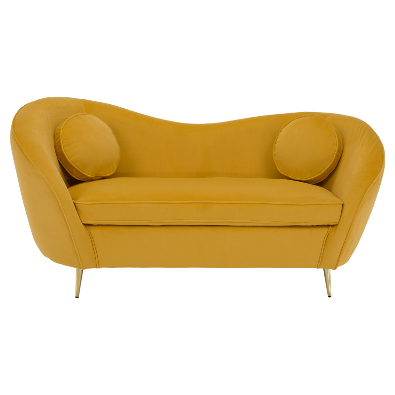Designový 2-sed, žlutá Velvet látka/gold chrom zlatá, EZIO TYP 2 RP1, rozbalené zboží