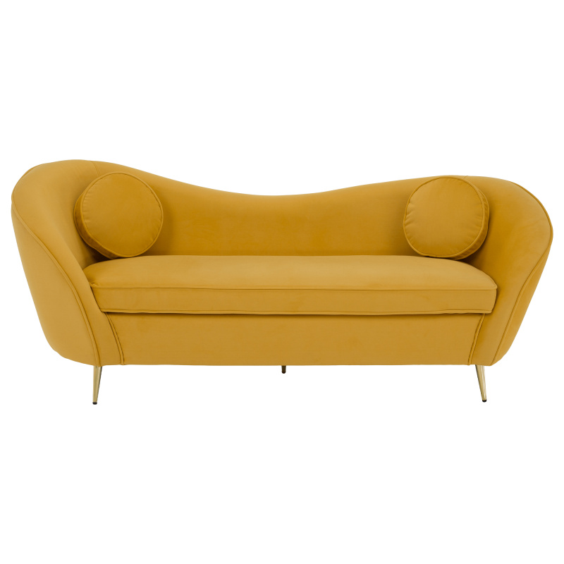 Designový 3-sed, žlutá Velvet látka/gold chrom zlatá, EZIO TYP 3 RP1, rozbalené zboží