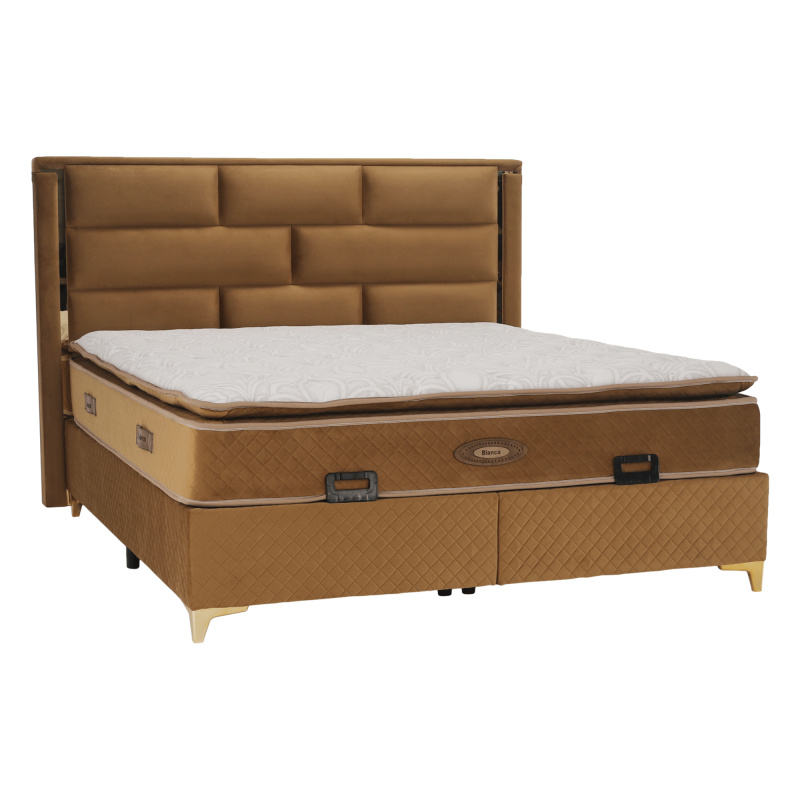 Boxspringová postel 180x200, světlehnědá, GOLDBIA PP1, poškozené zboží