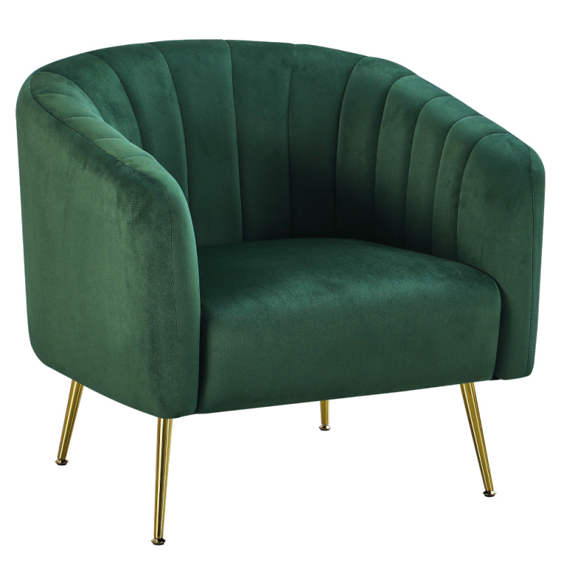 Designové křeslo, tmavě zelená Velvet látka/gold chrom-zlatý, BAGY