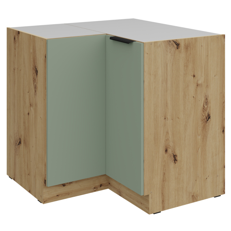 Spodní rohová skříňka, aquamarine/dub artisan, ARSANY 90x90 DN 2F BB
