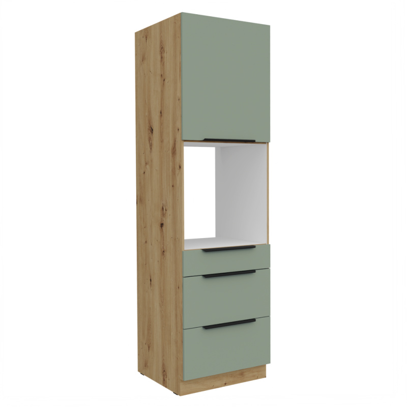 Vysoká skříňka na vestavnou troubu, aquamarine/dub artisan, ARSANY 60 DPS-210 3S1F