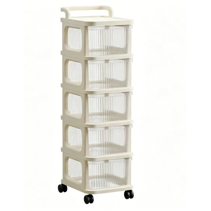 Regál s úložnými boxami, na kolieskach, béžová, AMER