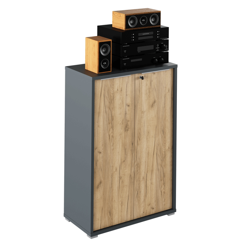 Skříňka, grafit / dub artisan, RIOMA NEW TYP 09 P1, poškozené zboží
