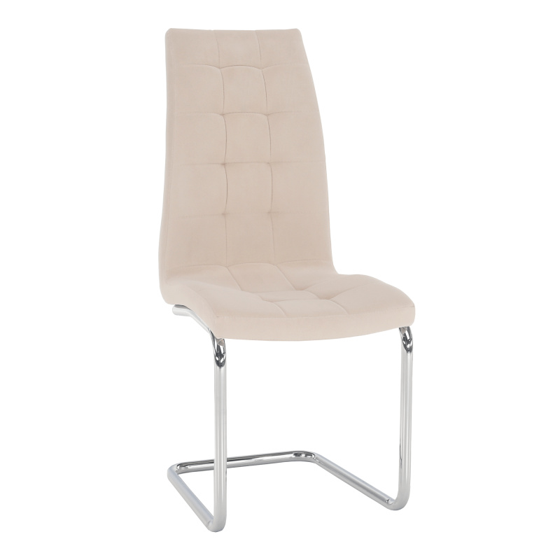 Jídelní židle, béžová Dulux Velvet látka / chrom, SALOMA NEW P2, poškozené zboží