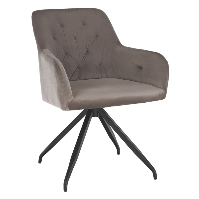 Otočná židle, šedohnědá Taupe Velvet látka/černá, VELEZA P6, poškozené zboží