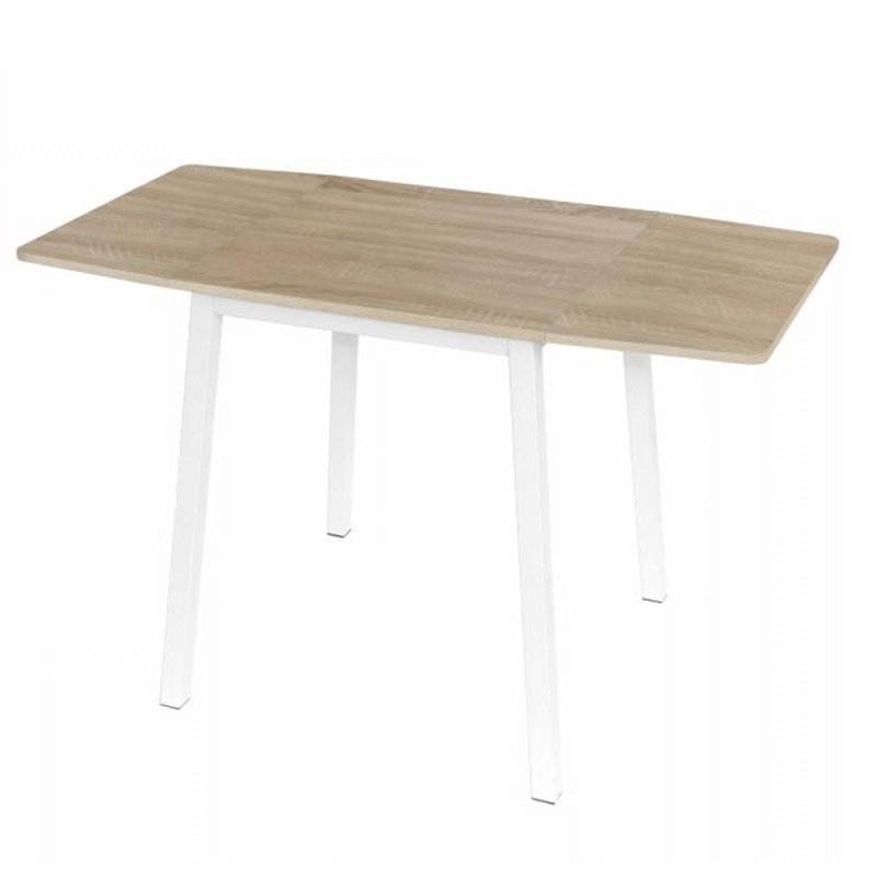Jídelní stůl, MDF fóliovaná/kov, dub sonoma/bílá, 60-120x60 cm, MAURO P8, poškozené zboží