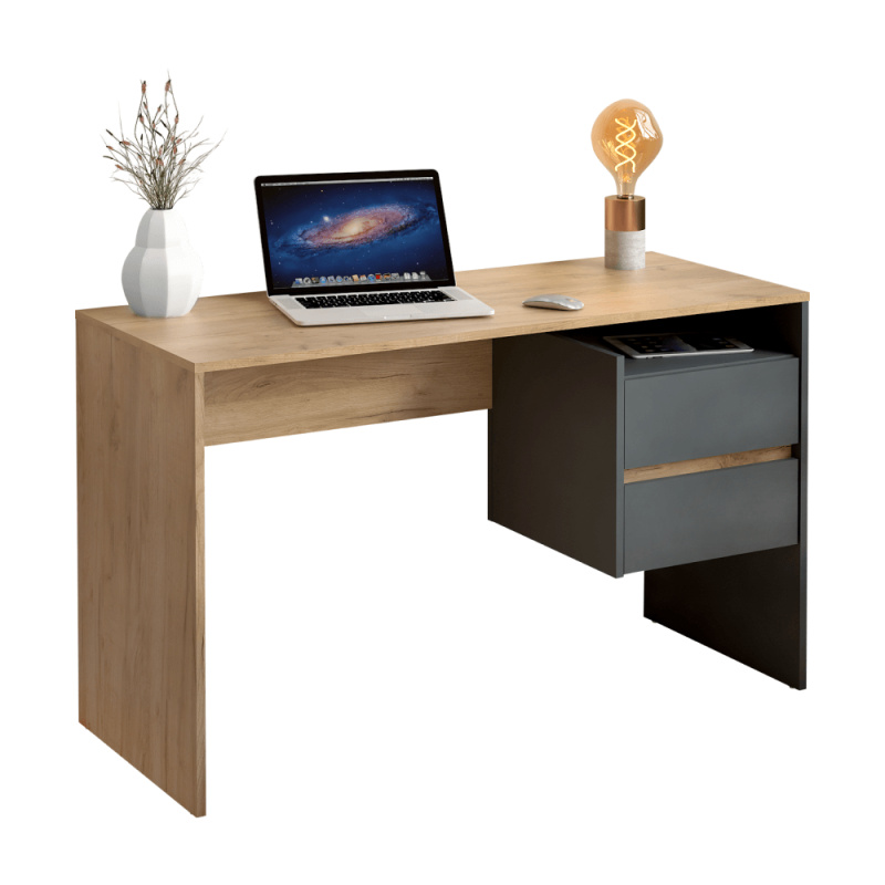 PC stůl, dub artisan/grafit, TULIO NEW P1, poškozené zboží