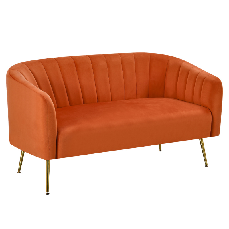 Designový 2-sed, terakota Velvet látka/gold chrom-zlatý, BAGY P1, poškozené zboží