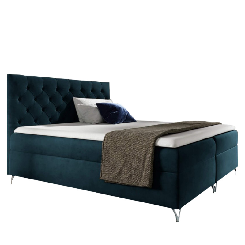 Boxspringová postel, 200x200, tmavě modrá látka Velvet, GULIETTE P2, poškozené zboží
