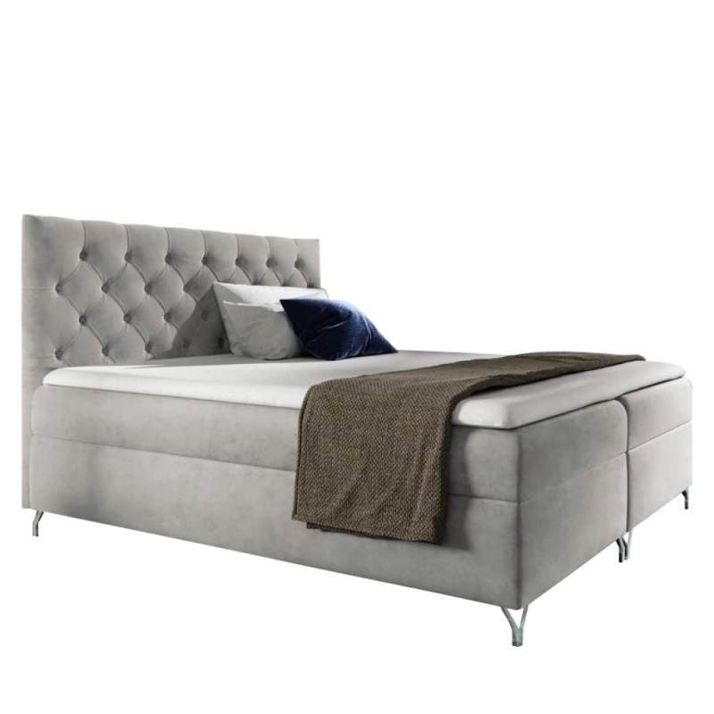 Boxspringová postel, 180x200, světle šedá látka Velvet, GULIETTE P4, poškozené zboží