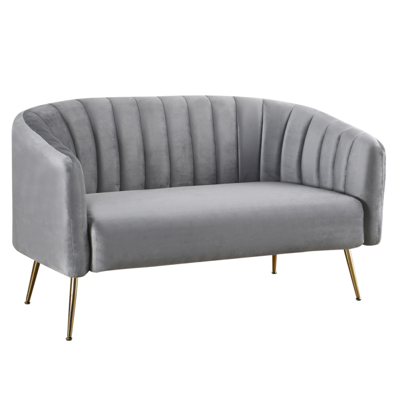 Designový 2-sed, šedá Velvet látka/gold chrom-zlatý, BAGY R1, rozbalené zboží