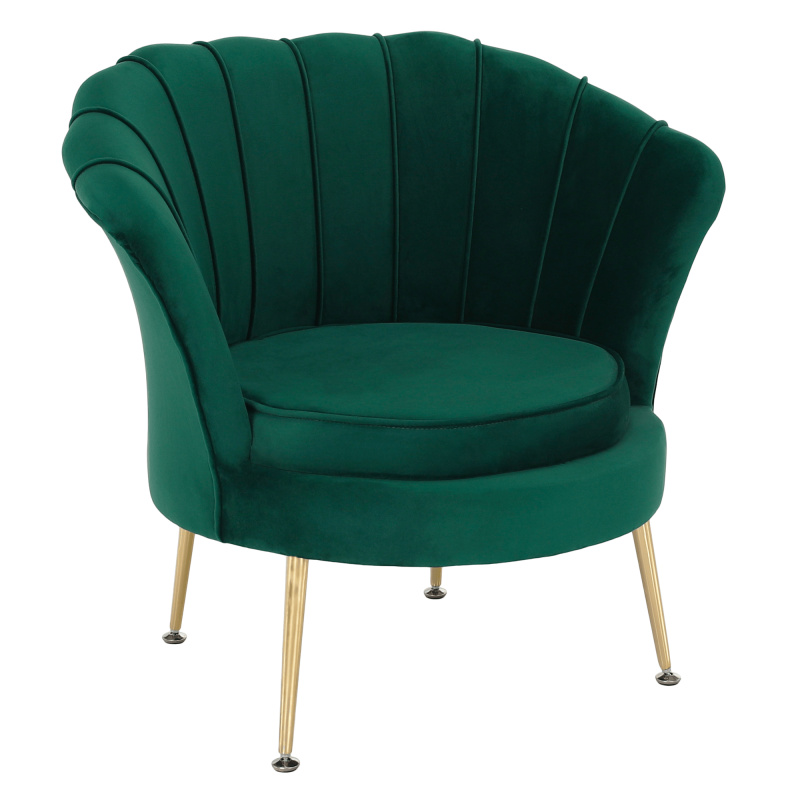 Křeslo ve stylu Art-deco, smaragdová Velvet látka/gold chrom-zlatý, NOBLIN NEW R5, rozbalené zboží