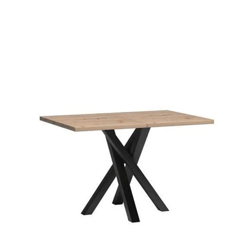 Jídelní rozkládací stůl, dub artisan/černá, 120-160x80x75 cm, KOLI P2, poškozené zboží