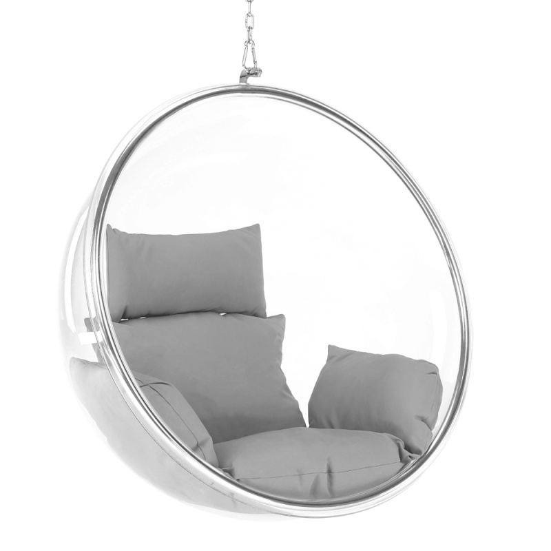 Závěsné křeslo, transparentní/stříbrná/šedá, BUBBLE NEW TYP 1 P1, poškozené zboží
