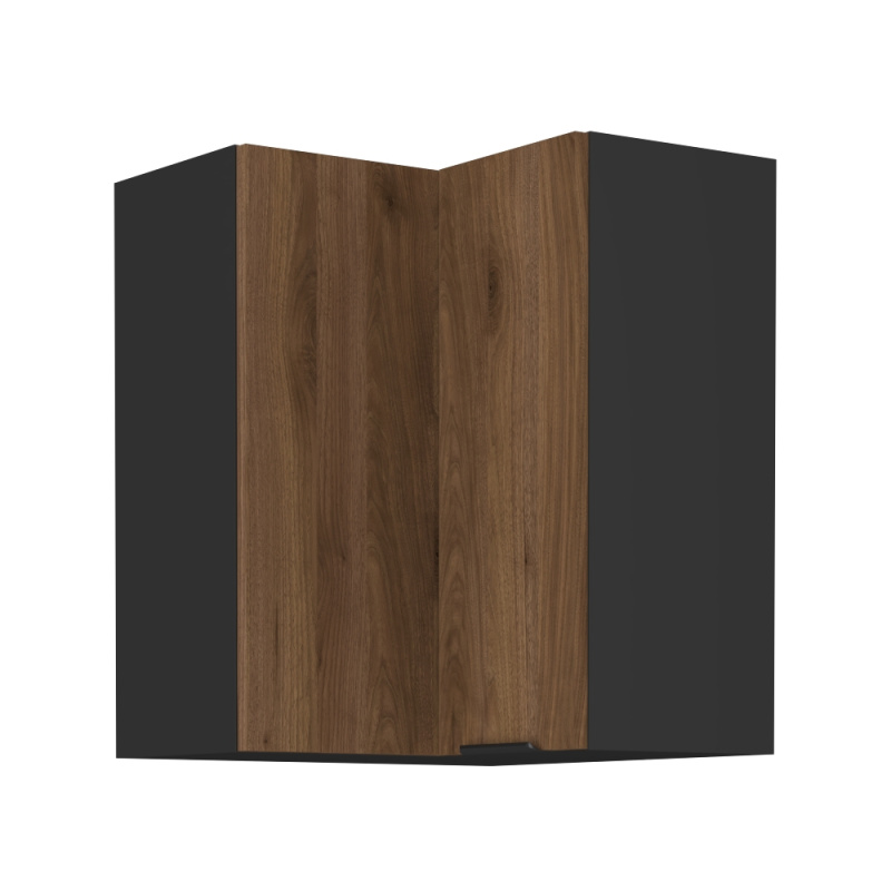 Horní rohová skříňka, ořech okapi/černá, MENZO 60x60 GN-72 2F R1, rozbalené zboží