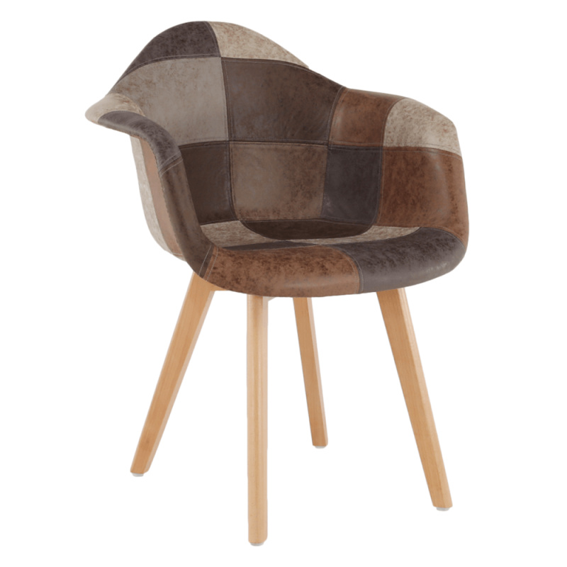 Designové křeslo, patchwork/buk, TERST P2, poškozené zboží