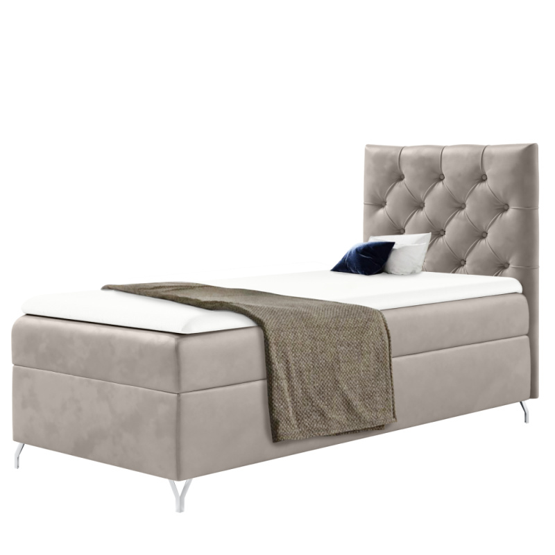 Boxspringová postel, 90x200, šedobéžová Taupe látka Velvet, pravá, GULIETTE P1, poškozené zboží