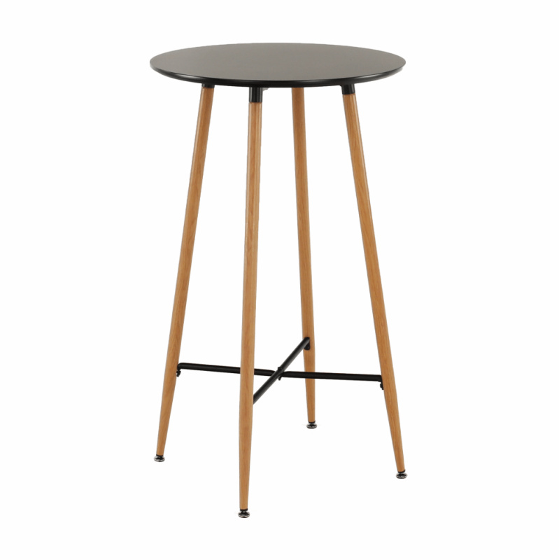 Barový stůl, černá/dub, průměr 60 cm, IMAM P1, poškodený tovar