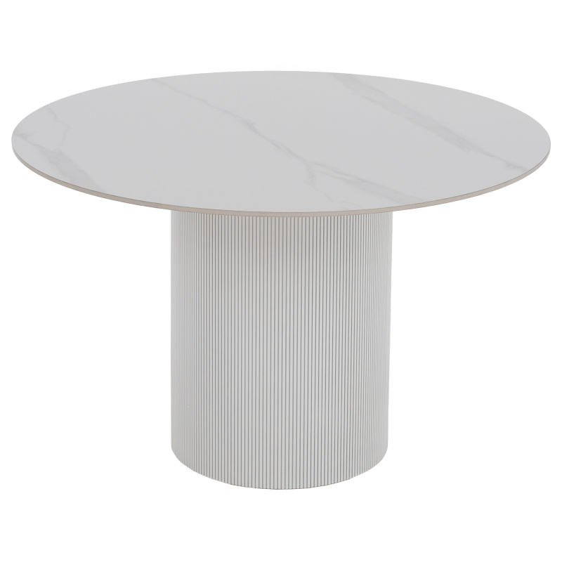 Jídelní stůl, bílý mramor/MDF, průměr 120 cm, MAHIR TYP 1 P1, poškozené zboží