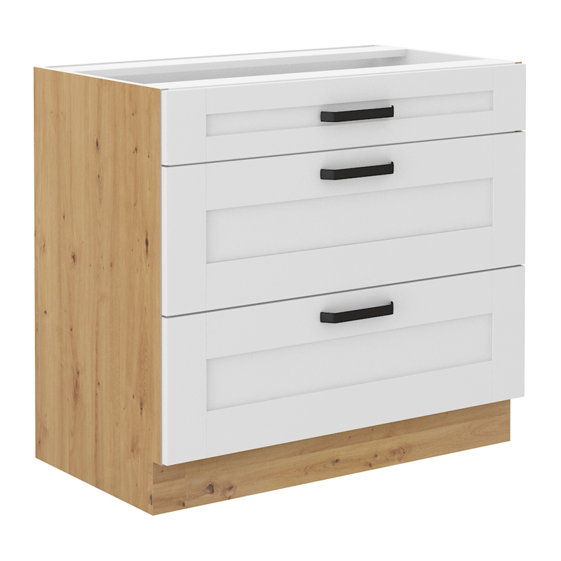 Spodní skříňka, bílá/dub artisan, LULA 80 D 3S BB P1, poškozené zboží