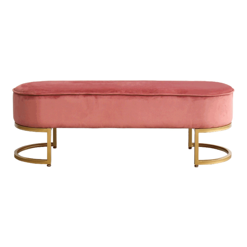 Designová lavice, růžová Velvet látka/gold chrom-zlatý, MIRILA NEW P1, poškozené zboží