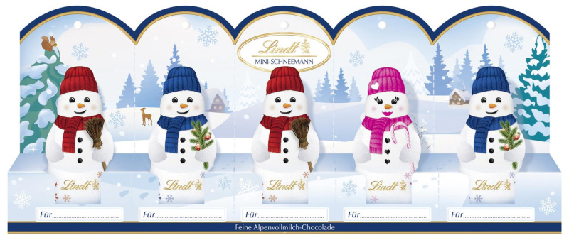 Lindt Čokoládový mini sněhuláci, bal=5 x 10 g